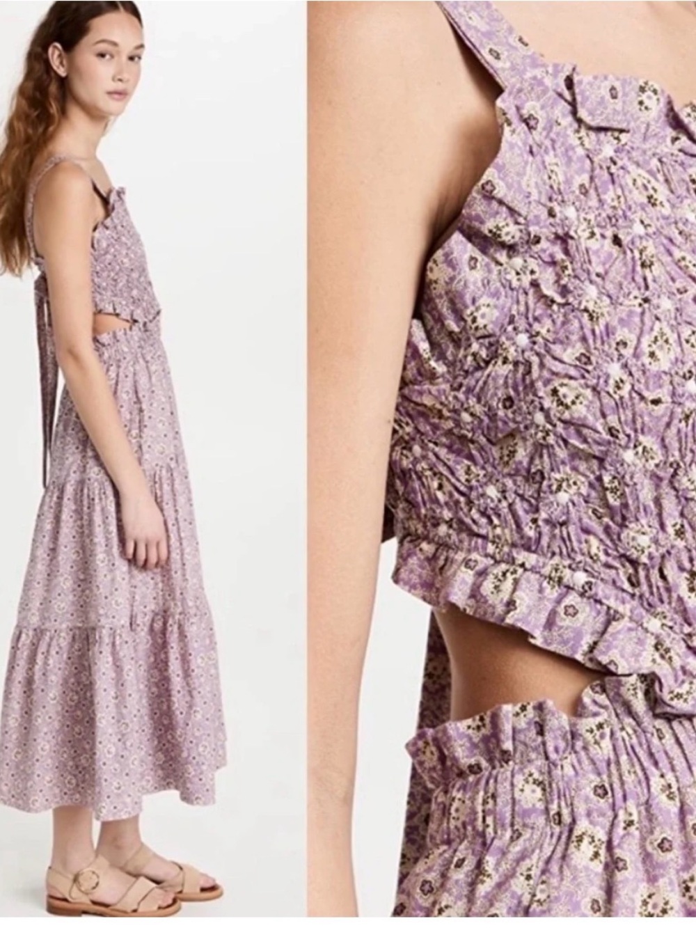 Sea New York Lavender Floral Midi Dress